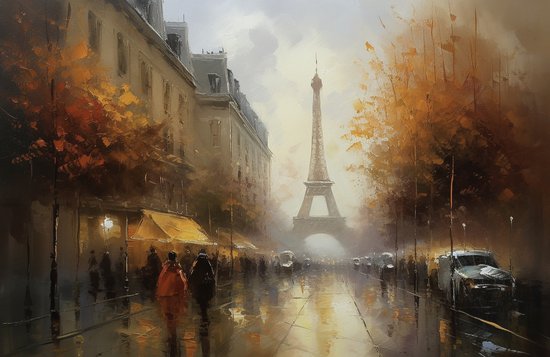Posters Ambiance - Affiche Paris - Tour Eiffel - Style Peint - Peinture Style Paris - Décoration murale - Design d'intérieur - 71x51 - Convient à l'encadrement