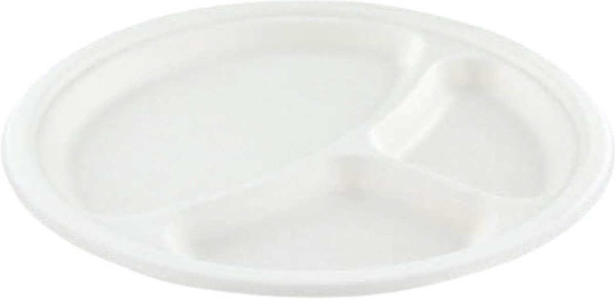 Bord IEZZY 260mm 3vaks suikerriet PFAS-vrij wit 50 stuks