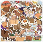 Capybara stickers set - 50 dieren stickers voor laptop, telefoonhoesje, muur, kinderkamer etc.