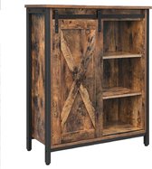 Keukenkast - Vintage - Woonkamer - Kantoor - Met verstelbare planken - Keukenkastje met Schuifbare deur - Industriële stijl - Hout - Staal - LSC88BX