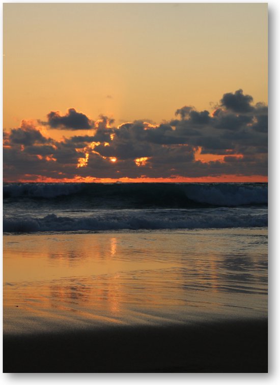Zee met ondergaande zon - Fotoposter 50x70