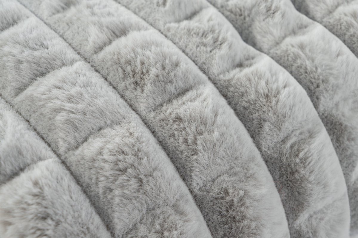 Lalee Harmony Fleece deken plaid zacht blokjes 3d furr bont plaid 150x200cm zilver grijs
