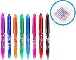 foto van Uitwisbare pennen- 8 stuks- Inclusief 8 refill- Diverse kleuren- Uitwisbare pen- Erasable pen- Uitwisbaar- Uitgumbaar- Rollerball pen- Gumbaar- Wisbaar- Uitwisbare inkt- Uitwisbare pen navulling