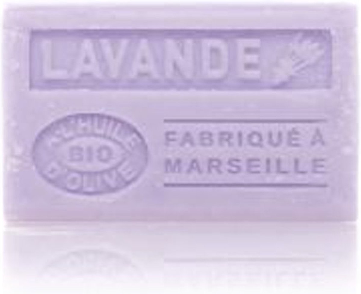 Handzeep - Body Bar - Face Bar - Marseille Zeep - Lavendel - 4 x 125gr. - Biologische Olijfolie - Shea Butter - Label Provence Nature - Biologische Zeep - Huidverzorging