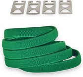 Agletless® Groen Platte Elastische Veters Zonder Strikken 9mm - Onzichtbare Clipjes - 1 Paar - Kinderen & Volwassenen | One-Size-Fits-All