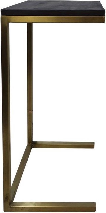 Vtw Living - Luxe Bijzettafel - Laptoptafel - Bijzettafeltje - Coffee Table - Mangohout - Metaal - Goud - Zwart - 65 cm hoog