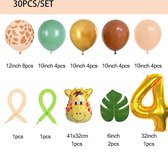 Verjaardags ballonnen - 4 jaar - 30 stuks - kinderfeestje - verjaardag - dieren - ballonen - set - cijfer ballon