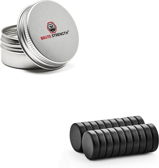 Brute Strength - Super sterke magneten - Rond - 8 x 2 mm - 20 Stuks | Zwart - Neodymium magneet sterk - Voor koelkast - whiteboard - Brute Strength
