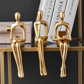 Boekenplank Menselijke Gouden Beeldjes 3 Stuks Woonkamer Kast Bureau Kantoor Huis Decoratie Accessoires Abstracte Hars Standbeeld Gouden Miniaturen Moderne Sculptuur