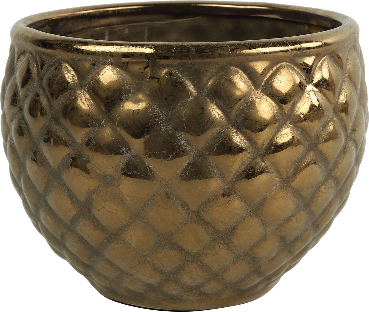 Countryfield Bloemen/plantenpot Eldorado - terracotta - goud kleurig - D24 x H19 cm