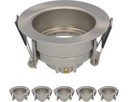 Set van 6 Rio - LED Inbouwspots - Armatuur - Diameter 85mm - GU10 Fitting incl. lamphouder - IP65 voor badkamer en buiten - Rond - RVS