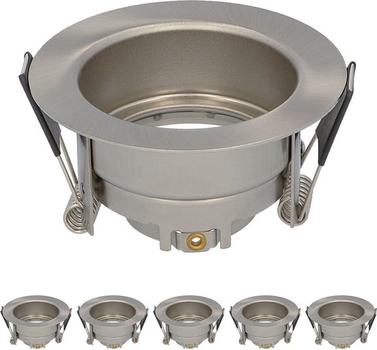 Set van 6 Rio - LED Inbouwspots - Armatuur - Diameter 85mm - GU10 Fitting incl. lamphouder - IP65 voor badkamer en buiten - Rond - RVS