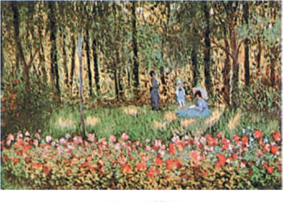 Catch Projecten Mini kunstposter - Claude Monet - De familie in hun tuin - 24x30 cm Multicolor