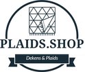 Logo van Plaids.shop met een afbeelding van een deken en de tekst "Dekens & Plaids".