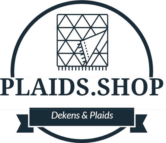 Logo van Plaids.shop met een afbeelding van een deken en de tekst "Dekens & Plaids".