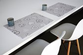 Set de table lavable de Luxe - rectangulaire 45cm x 31cm - Coeur - Par set de 12 pièces
