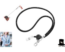 Bob Online ™ - 1 Stuk – Zwart – Strass Uittrekbare Lanyard – ID-Badgehouder Nek Koord – Sleutelhanger – Bling Lanyard en Sleutelhanger in-1 – Rhinestone Retractable Lanyard for ID-Badge Holder – Kantoorbenodigdheden – JoJo Lanyard – Yoyo Lanyard