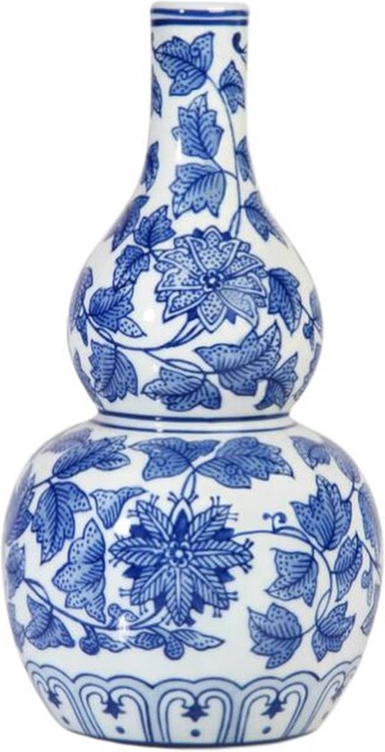 Vaas - 25 cm - Delfts blauw - &Klevering - hoge vaas - cadeau vrouw - vrouwen cadeautjes