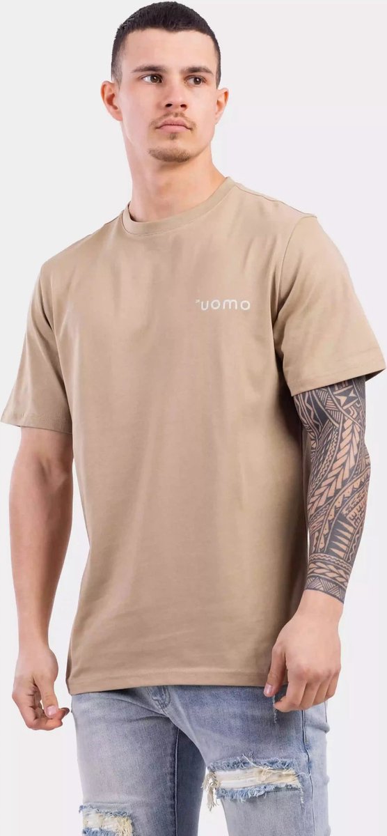 24 Uomo Basic T-Shirt Heren Bruin - Maat: L