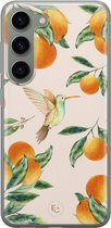 Hoesje geschikt voor Samsung Galaxy S23 - Tropical fruit - Soft Case - TPU - Print - Oranje - ELLECHIQ