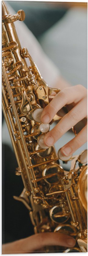 Vlag - Handen op Trompet - 20x60 cm Foto op Polyester Vlag