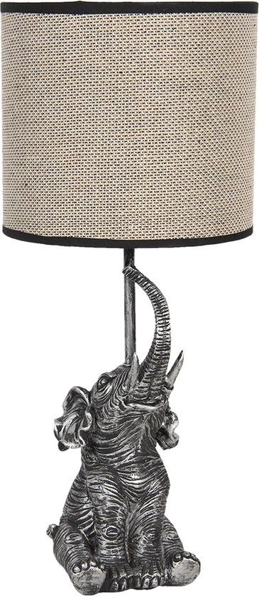 HAES DECO - Tafellamp - City Jungle - Olifant Lamp, formaat Ø 20x45 cm -  Beige / Grijs... | bol