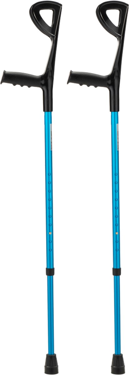 Goedkoopste Elleboogkrukken - loopkrukken - krukken open manchet Blauw - Verstelbaar - Set - paar van 2