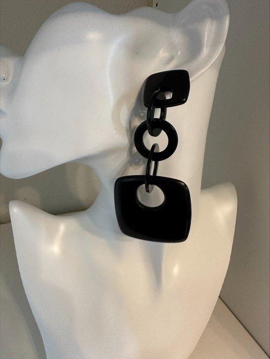 Boucles d'oreilles pendantes géométriques noires