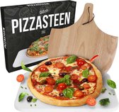 Gadgy Pizzasteen met Pizzaschep – Cordieriet voor Knapperige Pizzabodem – Pizzasteen voor BBQ, Oven of Kamado - Pizzaspatel - Pizza Set - Pizzaplaat BBQ - Vaderdag Cadeau