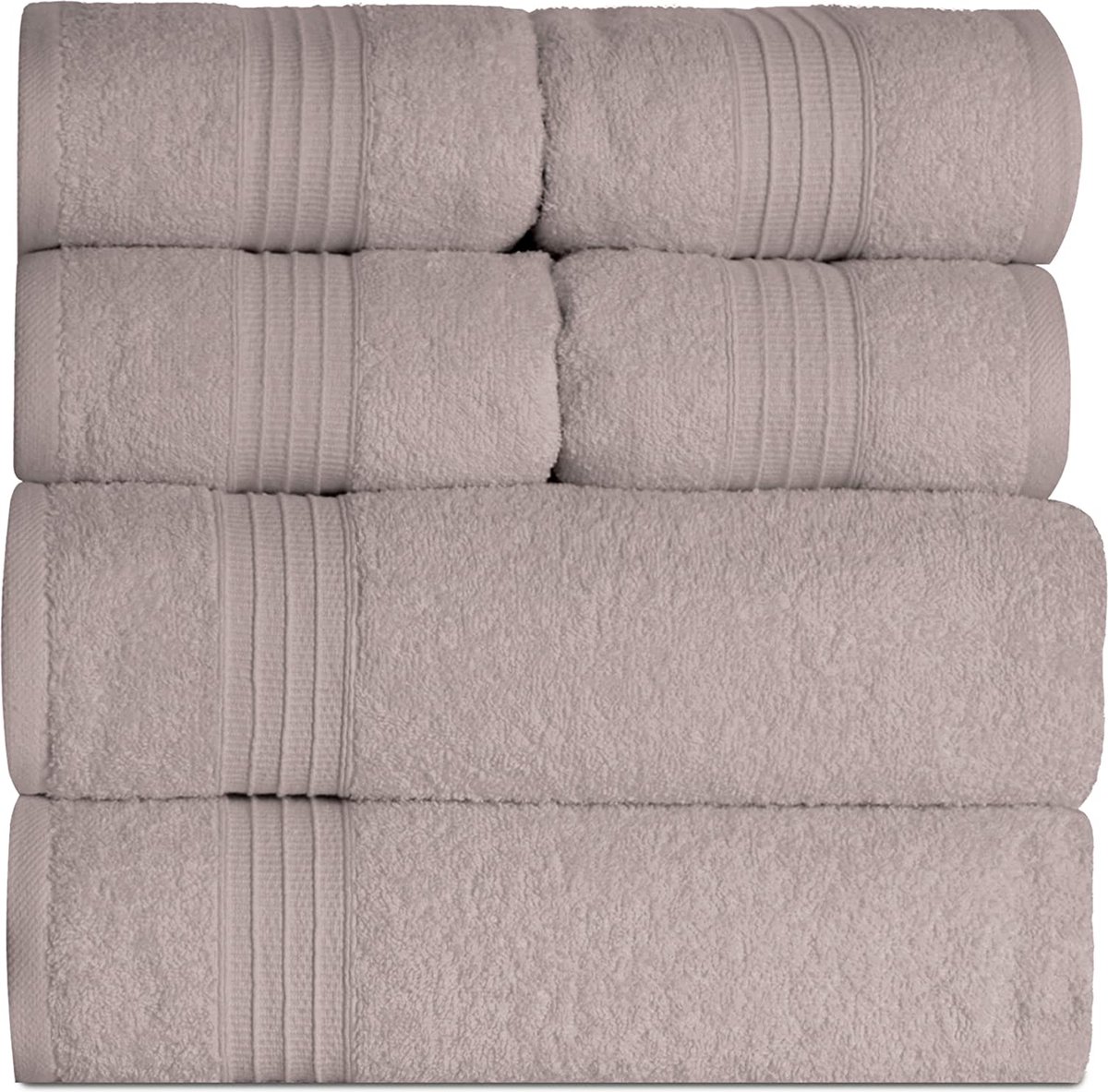 Handdoekenset beige 6 delig 4 x handdoeken 50 x 100 cm 2 x