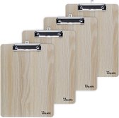 Uquelic 4 stuks A4 duurzaam houten klemborden met hangend gat, ontworpen voor kantoorwerk klaslokaal zakelijk restaurant (beige)