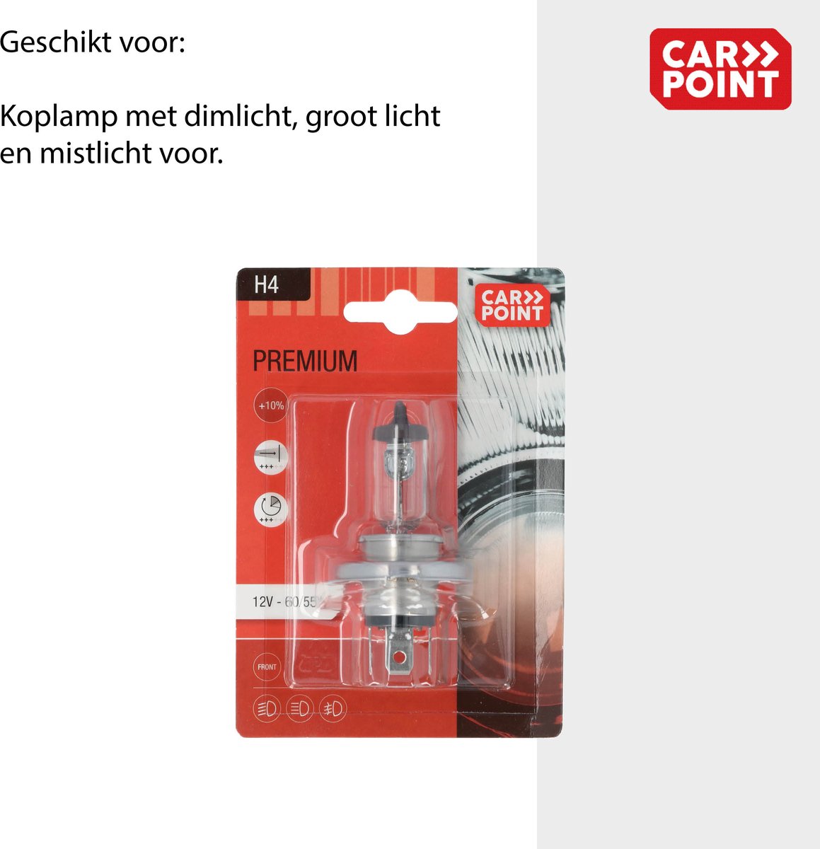 Carpoint Premium Autolamp H4 12V 60/55W - Helder Licht -Eenvoudige Installatie - Universeel Geschikt – foto 4