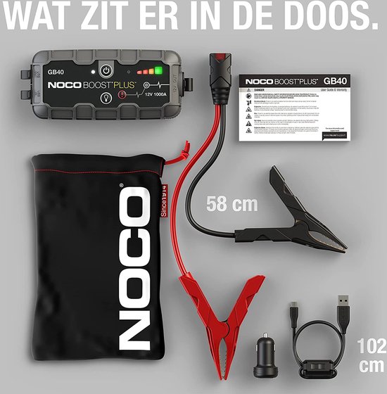 NOCO Boost Plus GB40 1000A 12V UltraSafe Draagbare Lithium-Accu Auto  Starthulp Pack,... | bol.com