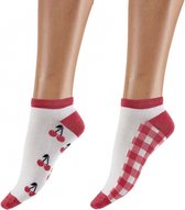 Milieuvriendelijke Bamboe dames sneaker-sokken van Pretty Polly- One Size - (Eur 37 - 42) - Rood/Wit
