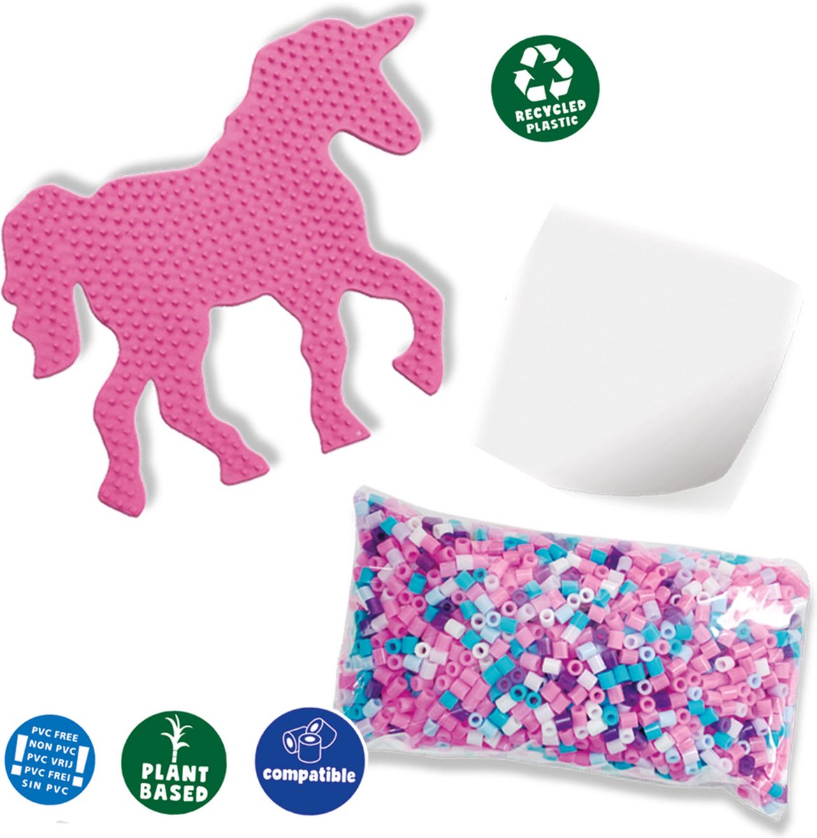SES Creative - Green Beedz - Unicorn - Strijkkralen - 1800 Stuks - Gerecycled Materiaal - Duurzaam - Vanaf 5 Jaar — afbeelding 4