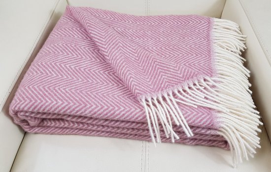 Wollen Plaid - HELSINKI - Oud Roze (140x200cm) 100% Wol - ECO Deken - Plaids.shop® Collectie