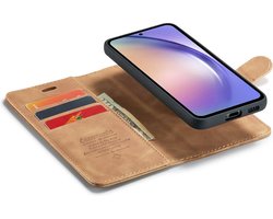 CaseMania Bookcase hoesje geschikt voor Samsung Galaxy A34 - Effen Cognac - Kunstleer