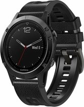 By Qubix cuir + bracelet silicone - Zwart - Garmin Epix Gen 2 - MARQ - Quatix 7-6-5