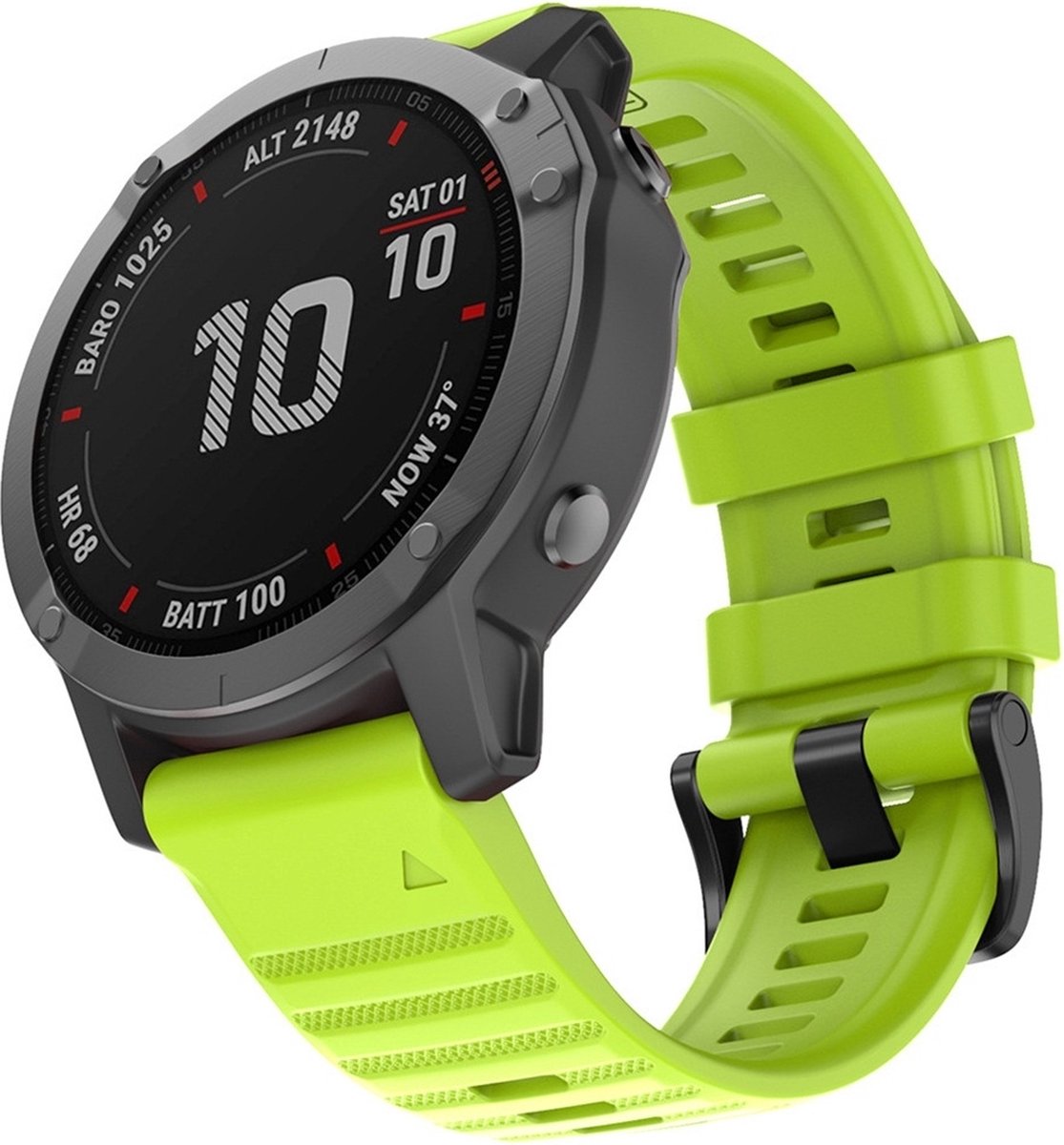 By Qubix - Geschikt voor Garmin bandje - 26mm Quickfit - Siliconen bandje - Groen - Geschikt voor Garmin Fenix 7X / 6X / 5X