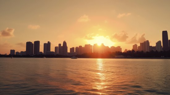 Miami Beach Poster - Sunset Skyline - Hoge Kwaliteit