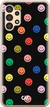 Hoesje geschikt voor Samsung Galaxy A13 4G - Retro Smileys - Emoji - Zwart - Soft Case Telefoonhoesje - TPU Back Cover - Casevibes