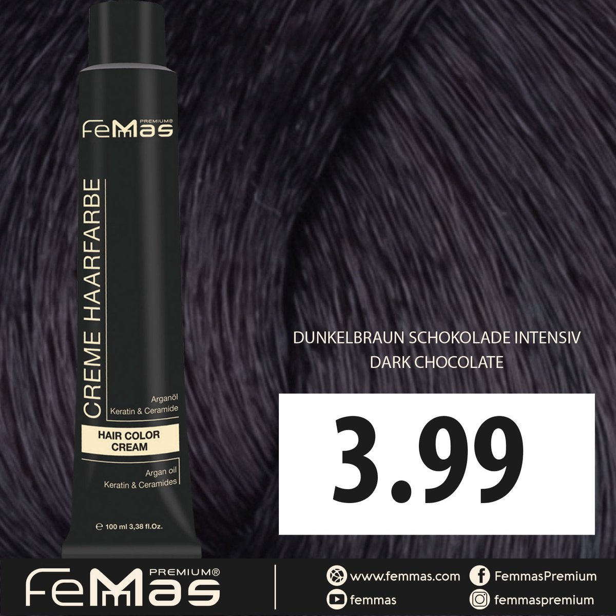 Femmas (3.99) - Haarverf - Intens donkere chocoladebruin - 100ml