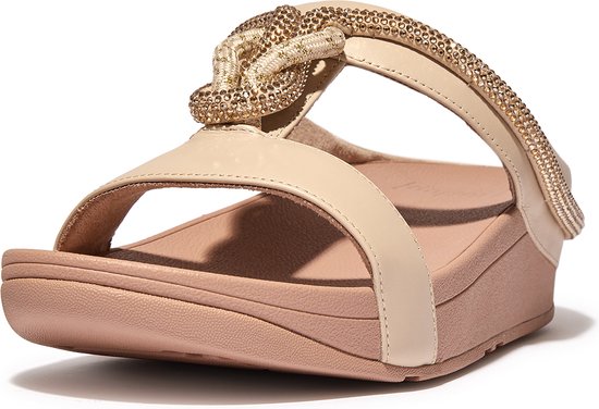 FitFlop Fino Crystal-Cord Leather Slides BEIGE - Maat 36