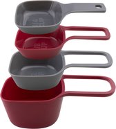 Florina multi smart maatlepel / maat cups 60, 80,125 en 250 ml rood/grijs kunststof - Ideaal voor Engelse en Amerikaanse recepten