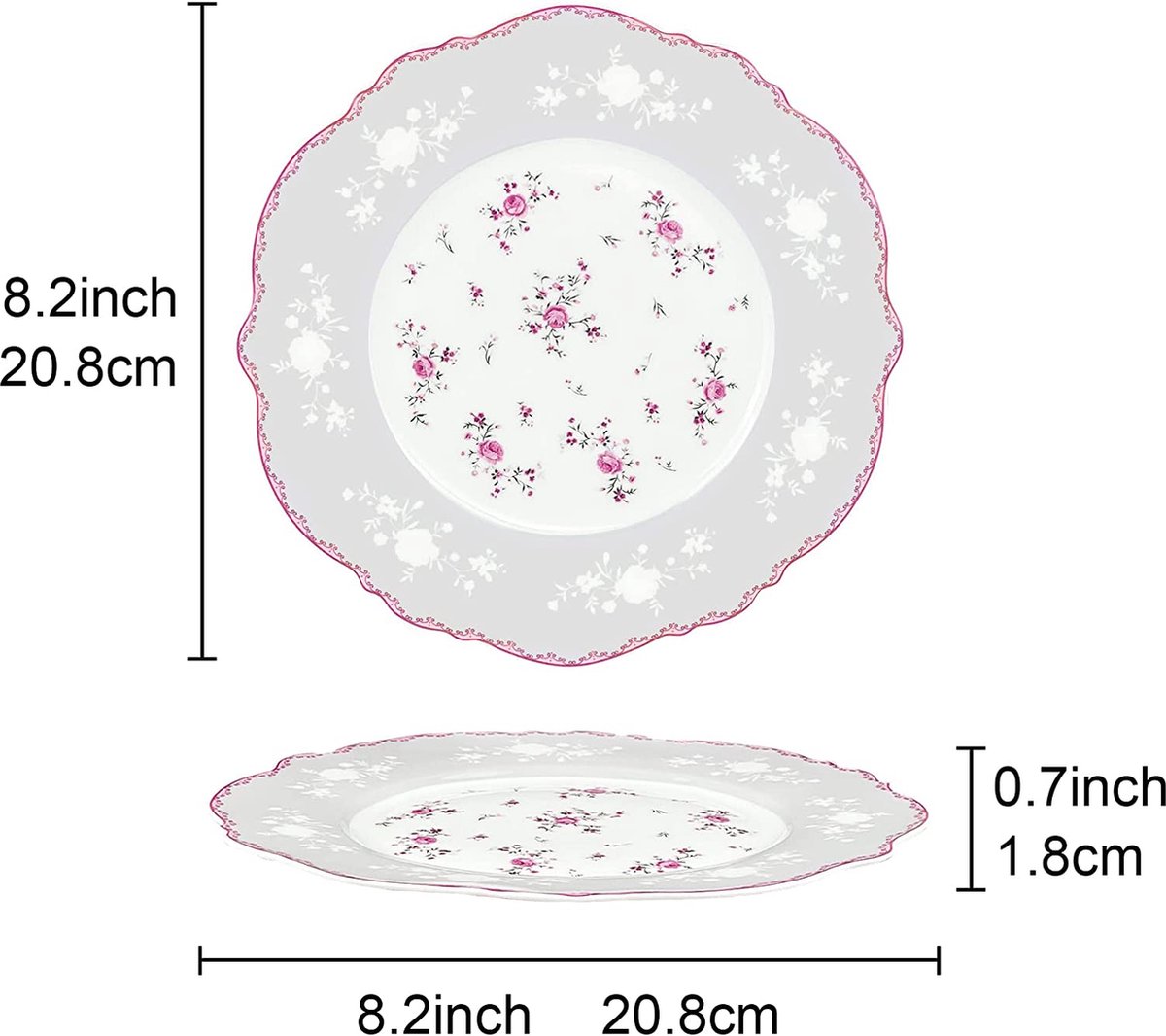 6 ANCIENNES ASSIETTES A DESSERT PETITES FLEURS PORCELAINE DU CHER