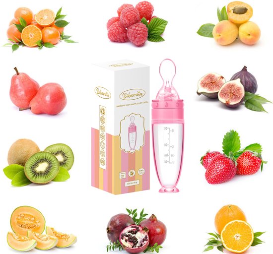 Knijpfles met lepel - Drinkfles - Baby / Kinderbestek - Kraamcadeau - Babyshower - Roze van Candide — afbeelding 5