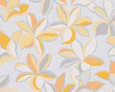 PAPIER PEINT GRAPHIQUE FLORAL | Moderne - orange jaune gris argent - AS Création House of Turnowsky