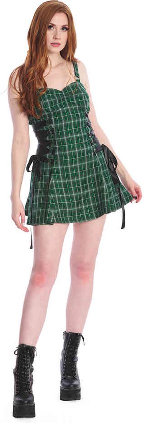 Banned - Klondike Lace Up Korte jurk - L - Groen
