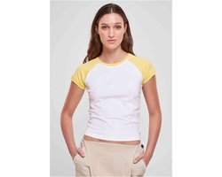 Urban Classics - Organic Stretch Short Retro Baseball Top - XXL - Wit/Geel