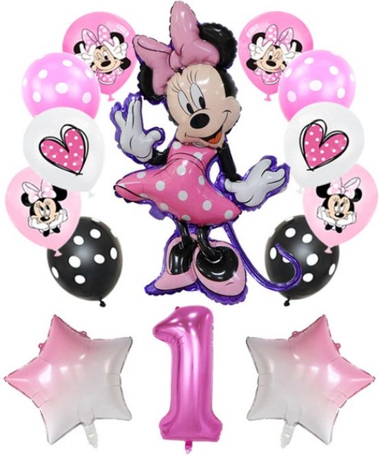 Minnie Mouse Ballonnen Set - Minnie Mouse Cijfer Ballon 1 Jaar - Minnie Mouse Cijfer Ballon Een Jaar - Verjaardag Versiering Minnie Mouse - Ballonnen Pakket Minnie Mouse - Ballonnenset Mickey Mouse